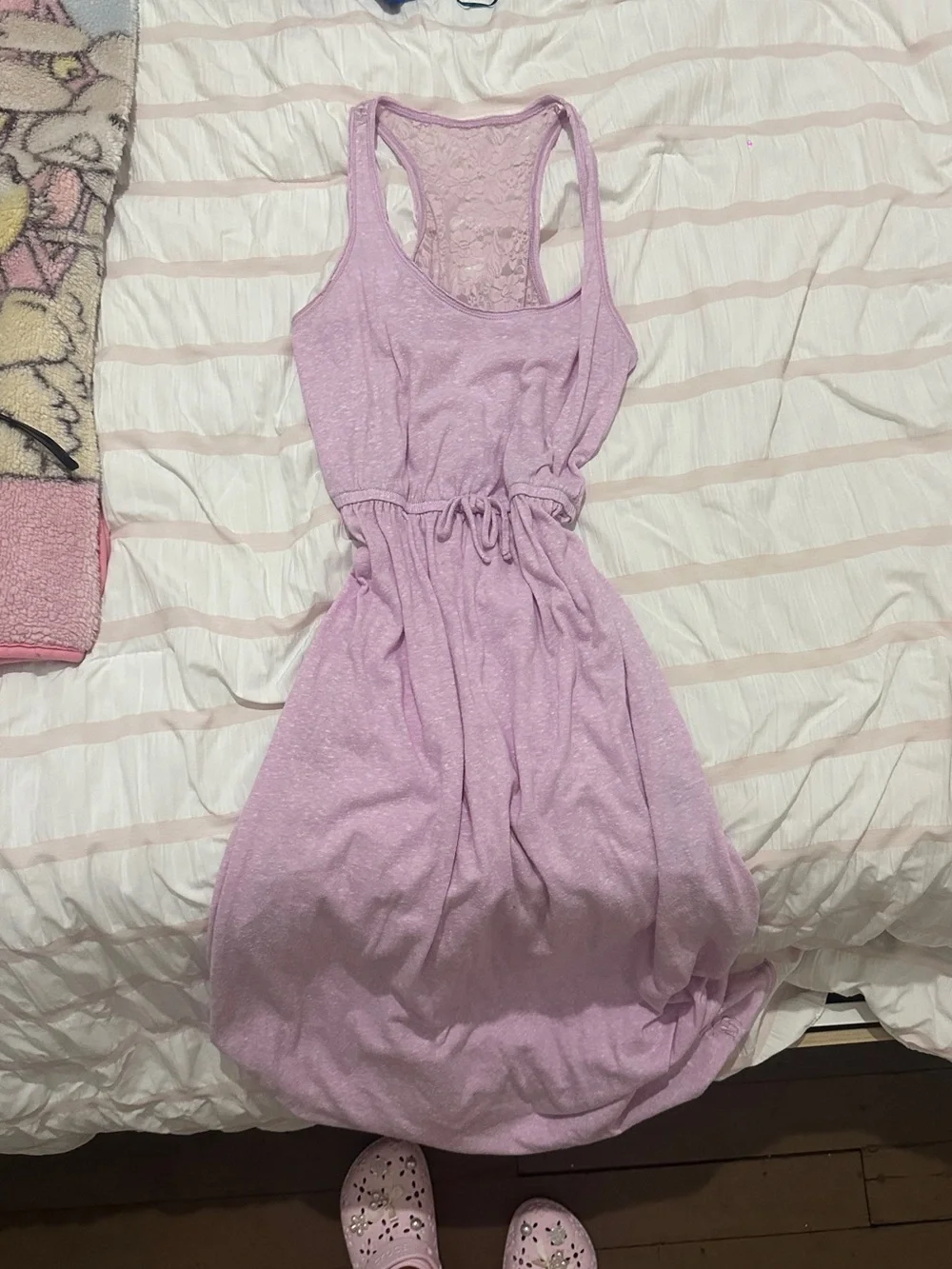 Light Lavender Racerback Drawstring Waist Dress